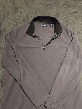 Chaps Men's Dark Gray Quarter-Zip Fleece Pullover